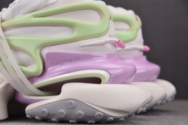 BALMAIN NEOPRENE AND LEATHER UNICORN LOW-TOP SNEAKERS