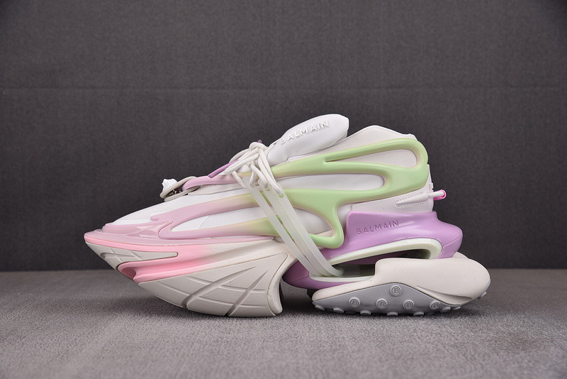 BALMAIN NEOPRENE AND LEATHER UNICORN LOW-TOP SNEAKERS