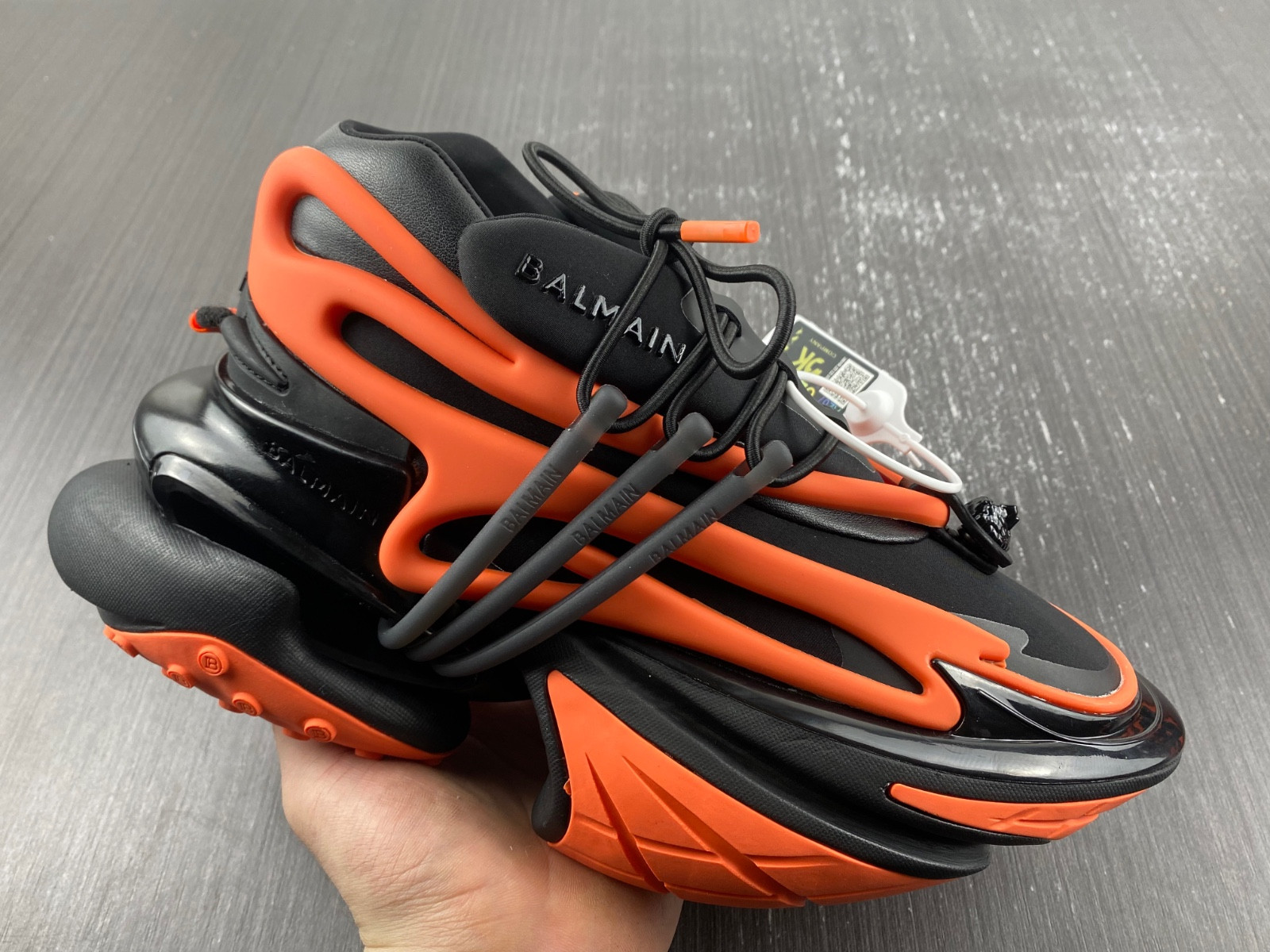 BALMAIN NEOPRENE AND LEATHER UNICORN LOW-TOP SNEAKERS