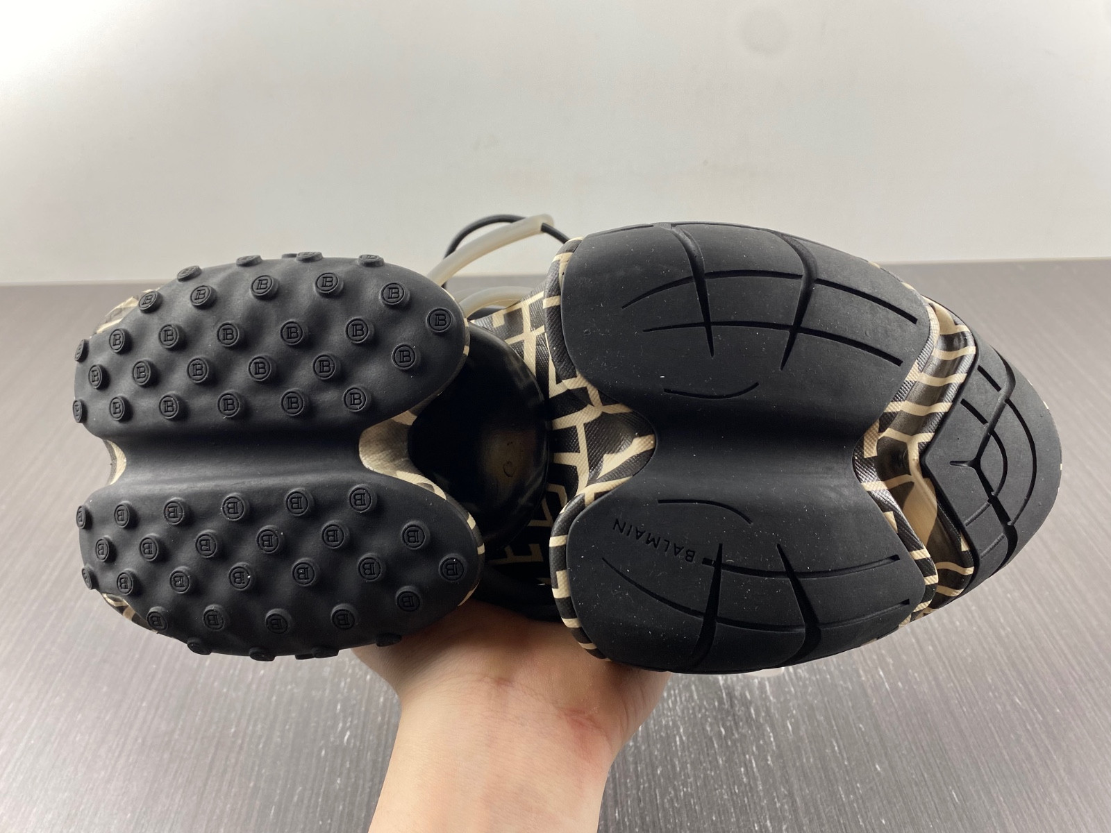 BALMAIN NEOPRENE AND LEATHER UNICORN LOW-TOP SNEAKERS