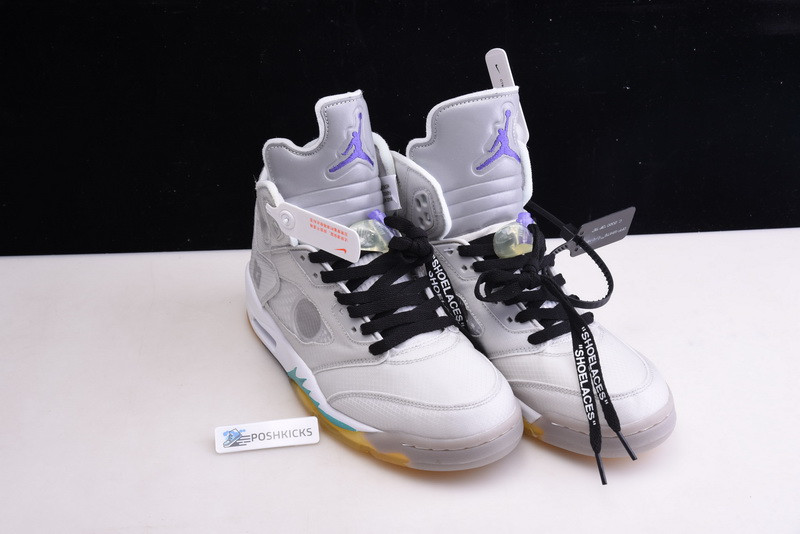 OW Air Jordan 5 Green Purple CT8480-105