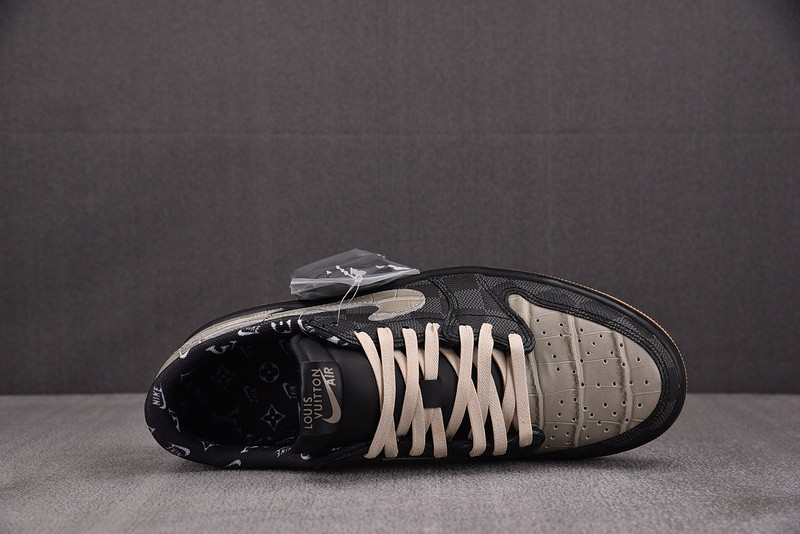 LV x Air Jordan 1 x TS Checked Black Trainers DZ2505-001