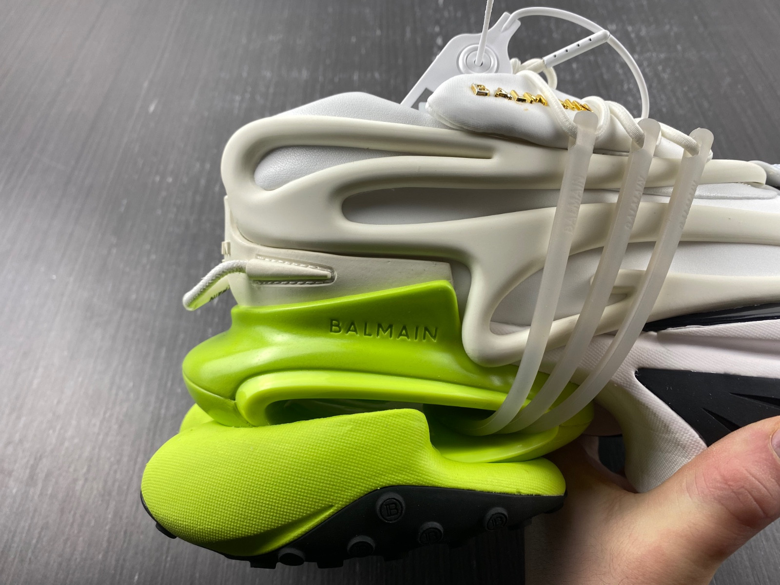 BALMAIN NEOPRENE AND LEATHER UNICORN LOW-TOP SNEAKERS