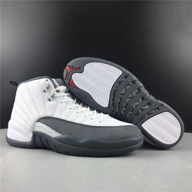Air Jordan 12 GS White and Dark Grey 153265-160