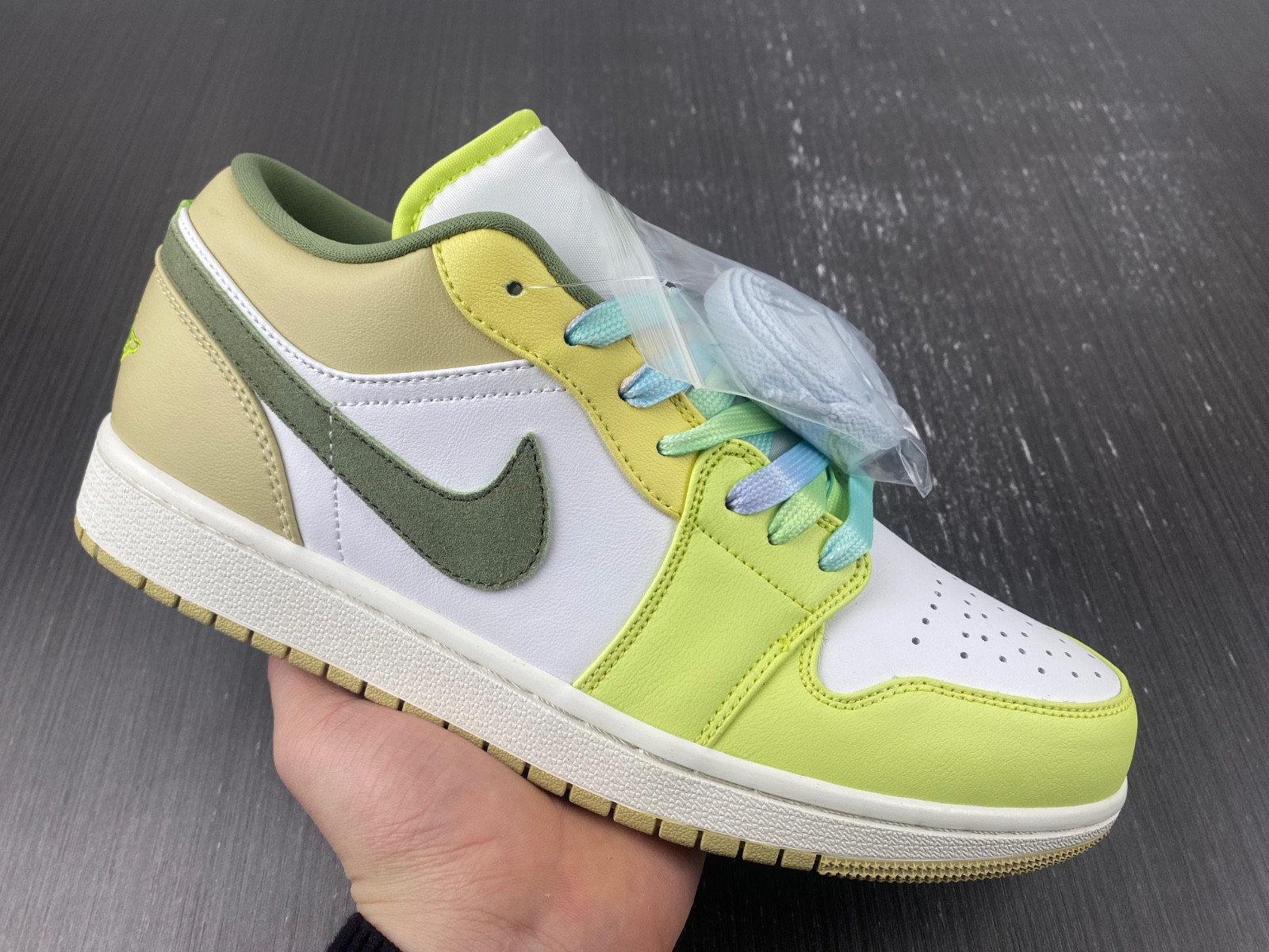 Air Jordan 1 Low White Volt Green Tan FD9906-131